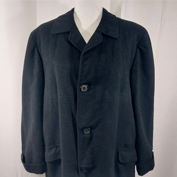 VINTAGE GIMBELS! 100% CASHMERE! BLACK CLASSIC WOMENS OVERCOAT, JACKET! SZ 14 - Picture 5 of 13
